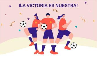 Victory for the Spanish women s national football team vector