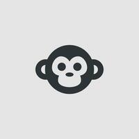 Cute simple circular monkey face head logo vector isolated on white background