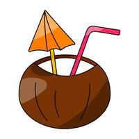 cóctel Coco alcohol tropical bebida icono elemento vector