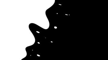 White liquid transitions in hand drawn cartoon doodle style on plain black background video