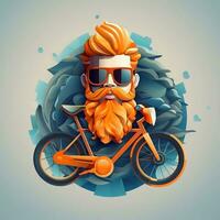 3D character of adult man and bicycle, AI Generative photo