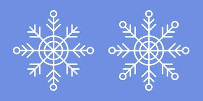 White Snowflakes on blue background. Editable Winter isolated icons in silhouette. Snow Cristals. Simple Line Style vector