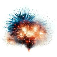 Fireworks on isolated white background, AI Generative photo