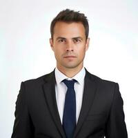 a businessman wearing a suit and tie on an isolated white background, AI Generative photo