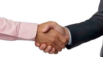 two business people shaking hands over a white background, AI Generative photo