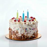 Birthday cake on isolated white background, AI Generative photo