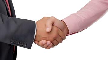 two business people shaking hands over a white background, AI Generative photo