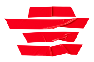 Set of red scotch tape or adhesive vinyl tape in stripe isolated with clipping path in png file format