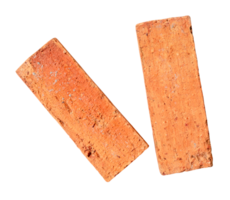 Top view of cracked old red or orange bricks isolated with clipping path in png file format