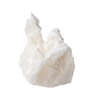 Single screwed or crumpled tissue paper or napkin in strange shape after use in toilet or restroom isolated with clipping path in png file format