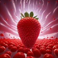 portrait of a strawberry that is bigger than the others, AI Generative photo