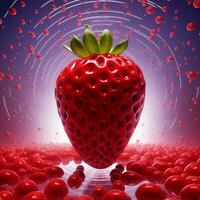 portrait of a strawberry that is bigger than the others, AI Generative photo