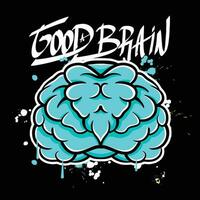 vector graffiti hand drawn brain with slogan good brain designs for streetwear illustration