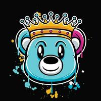 vector graffiti hand drawn king teddy bear designs for streetwear illustration