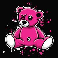 vector graffiti hand drawn sad teddy bear designs for streetwear illustration