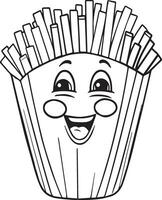 French Fries Coloring Page vector