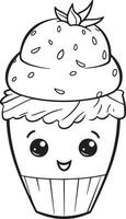 Strawberry Ice Cream Coloring Page vector