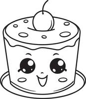 Cake Coloring Page vector