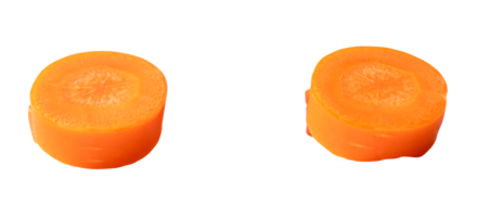 Beautiful orange  carrot slices in set isolated with clipping path in png file format