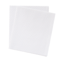 Two folded pieces of white tissue paper or napkin in stack tidily prepared for use in toilet or restroom isolated with clipping path in png format