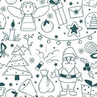 Christmas holiday attributes seamless pattern doodle sketch style vector