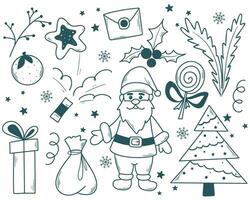 Hand drawn Christmas set vector