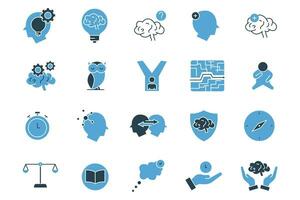 critical thinking icon set. critical, thinking, idea, think, brain, question, mindset, owl, etc. solid icon style. Simple vector design editable