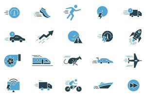 Speed icon set. speed, speedometer, running, fast, express, etc. solid icon style. Simple vector design editable