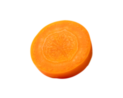 Top view of Single fresh beautiful orange carrot slice isolated with clipping path png