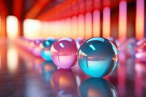 Glass multi-colored balls. Macro photography. Colorful background. Generated by artificial intelligence photo
