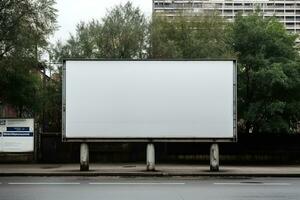 An empty billboard in the city. Generated by artificial intelligence photo