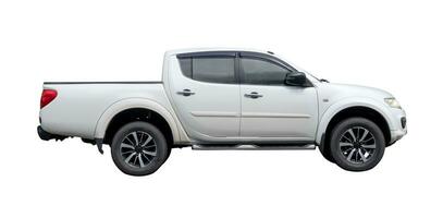 Luxurious white pickup truck isolated on white background with clipping path. Four door pickup truck photo