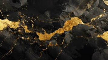 Black and gold marble texture design for wallpaper background AI Generative photo