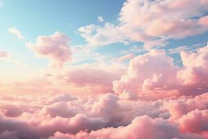 rosado nubes en el azul cielo. generado por artificial inteligencia foto