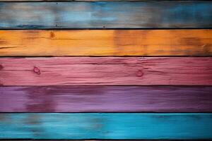 Colored wooden horizontal background. Generative AI photo