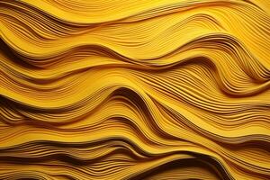 Wave patterns with yellow cut paper texture. Abstract background. Generated by artificial intelligence photo