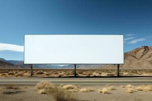 An empty billboard by the highway. Generated by artificial intelligence photo