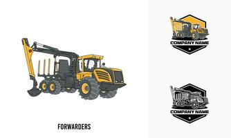 Forwarders heavy equipment illustration, Forwarders heavy equipment Logo Badge Template vector