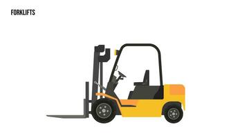 Forklift heavy equipment Flat illustration, Forklift heavy equipment Logo Template vector