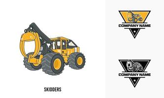 Skidders heavy equipment illustration, Skidder heavy equipment Logo Badge Template vector