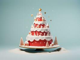 AI Generated An unusual creative Christmas cake. photo