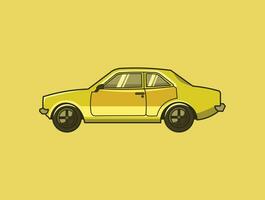 Vintage sport classic car vector yellow color illustration