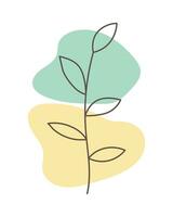 line leaf with organic shape in pastel color vector