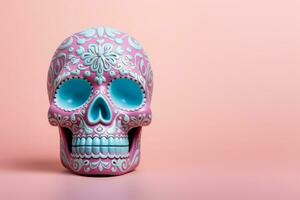 AI Generated Bright creative skull sugar loaf is made in Mexican traditions. photo