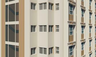 View of balcony and window style hotel render 3d architecture wallpaper background photo