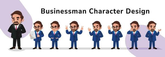 Set of Office Businessman character design vector