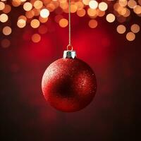 AI Generated red Christmas ball on a bright background. photo