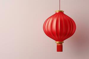 AI Generated Red Chinese flashlight on a light background. photo