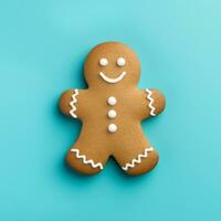 AI Generated Christmas gingerbread man on a bright background. photo