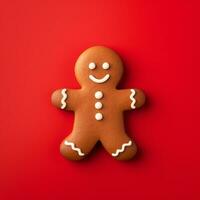 AI Generated Christmas gingerbread man on a bright background. photo